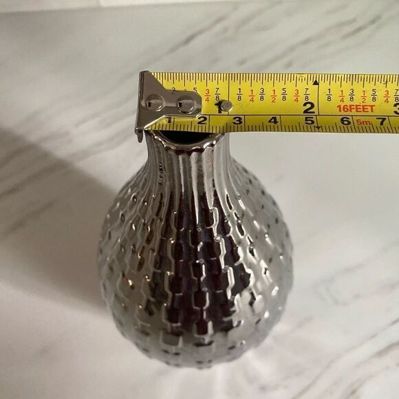 CB2 Geometric Silver Metallic Tall Vase Home Decor Accent - Picture 6 of 10